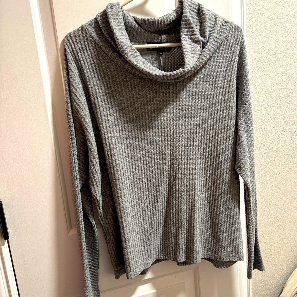 Cozy Gray Cowl Neck Sweater